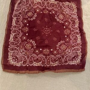 Suitsupply Maroon Brown and Gray Paisley Pocket Square